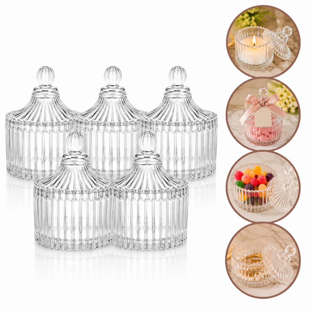 Kit Mini Bomboniere Potiche De Vidro 9cm Decoração Lembrançinha Baleiro Vela Porta Jóia Casamento