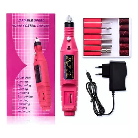 💅 Lixadeira Elétrica De Unha Profissional Bivolt + Brocas + CABINE LED/UV SUN + GEL D&Z NA COR COTROL BLUSH + 100 TIPS⚡