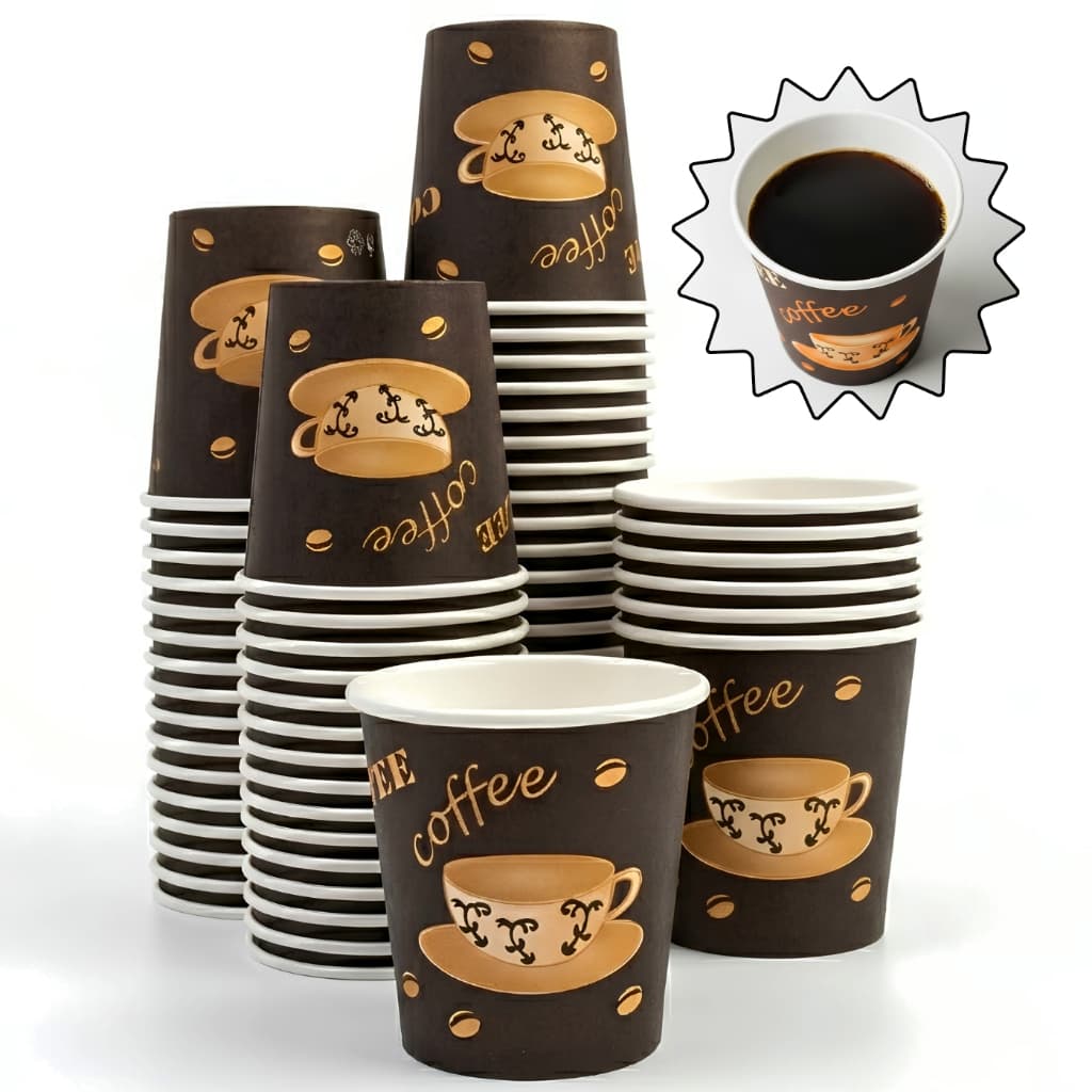 50, 100 ou 200un copos de papel de 50ml, descartável, estampado - ecológico, sustentável, café