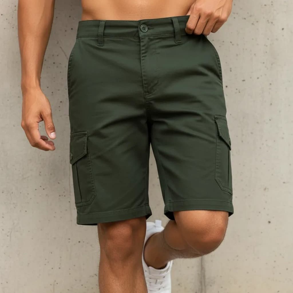 Bermuda Cargo Masculina Sarja Premium 6 Bolsos