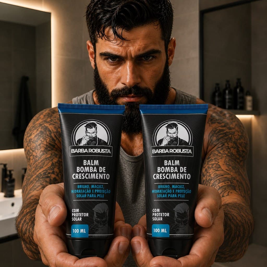 Kit de barba 2 balms barba robusta hidratação e proteção solar para barba