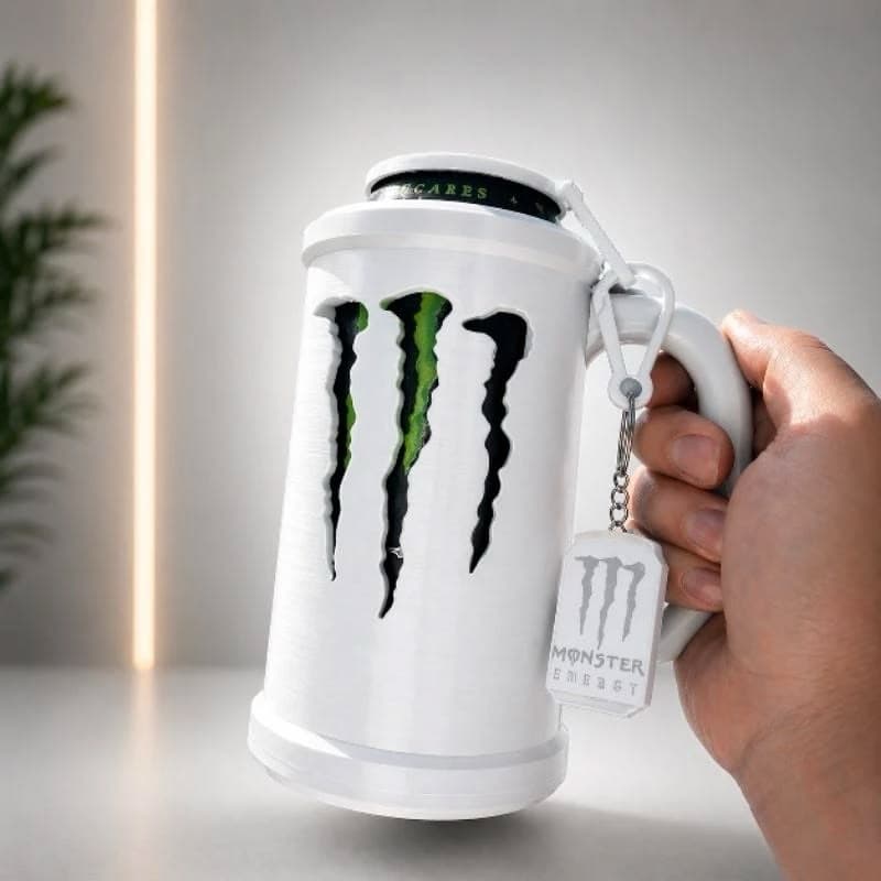 Porta Lata Monster 473ml + tampa e chaveiro abridor