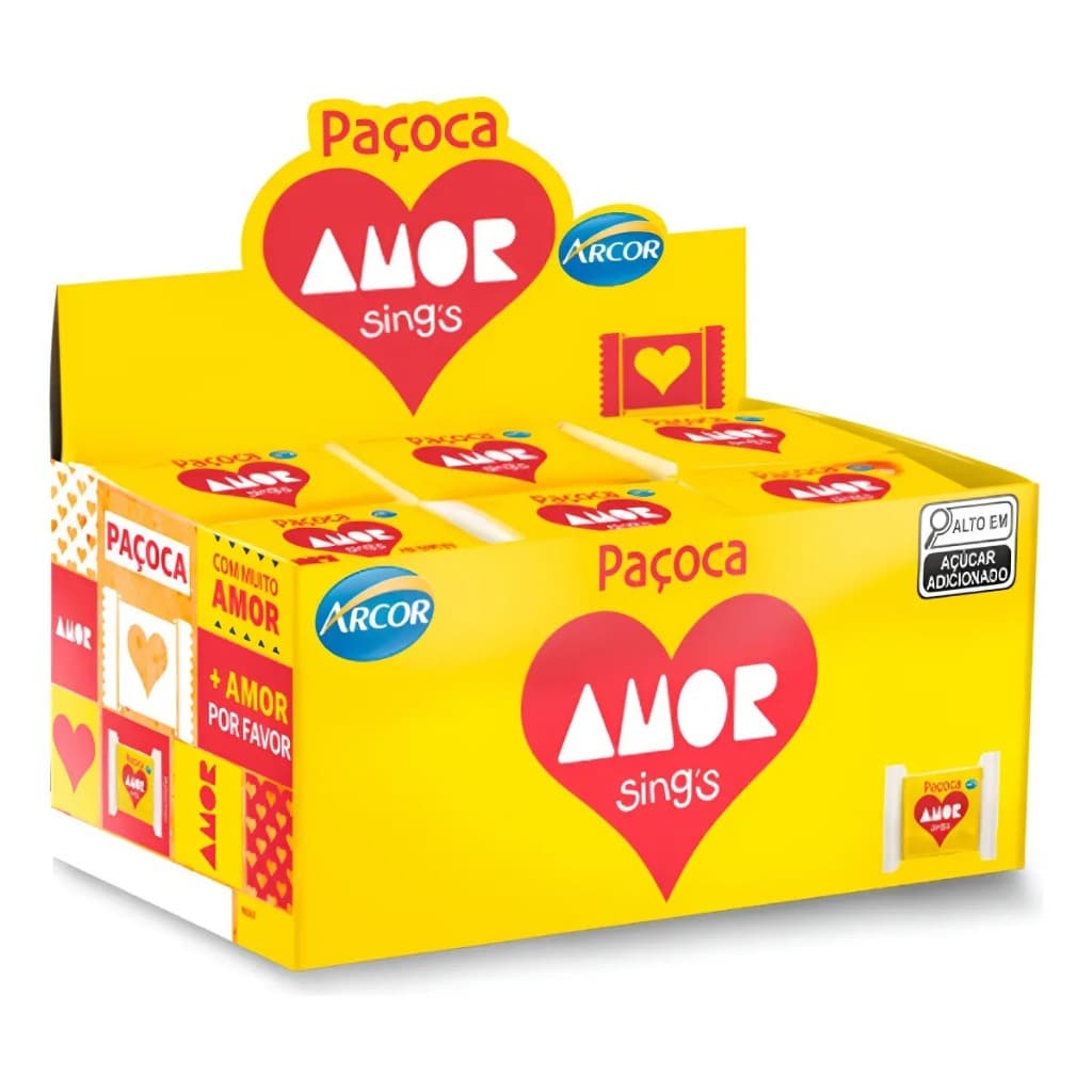 Paçoca Amor Sing's Doce De Amendoim Arcor 540g - 30x18g - Envio Imediato