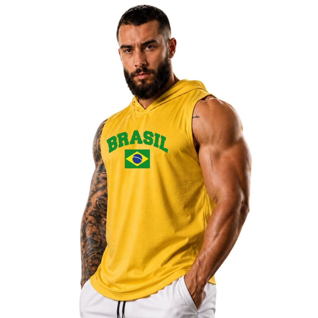 Regata Brasil Com Capuz Masculina Copa 2026 Malha PV Longline