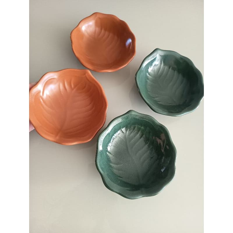 Bowl tigela 2pçs cerâmica orgânica formato de folha