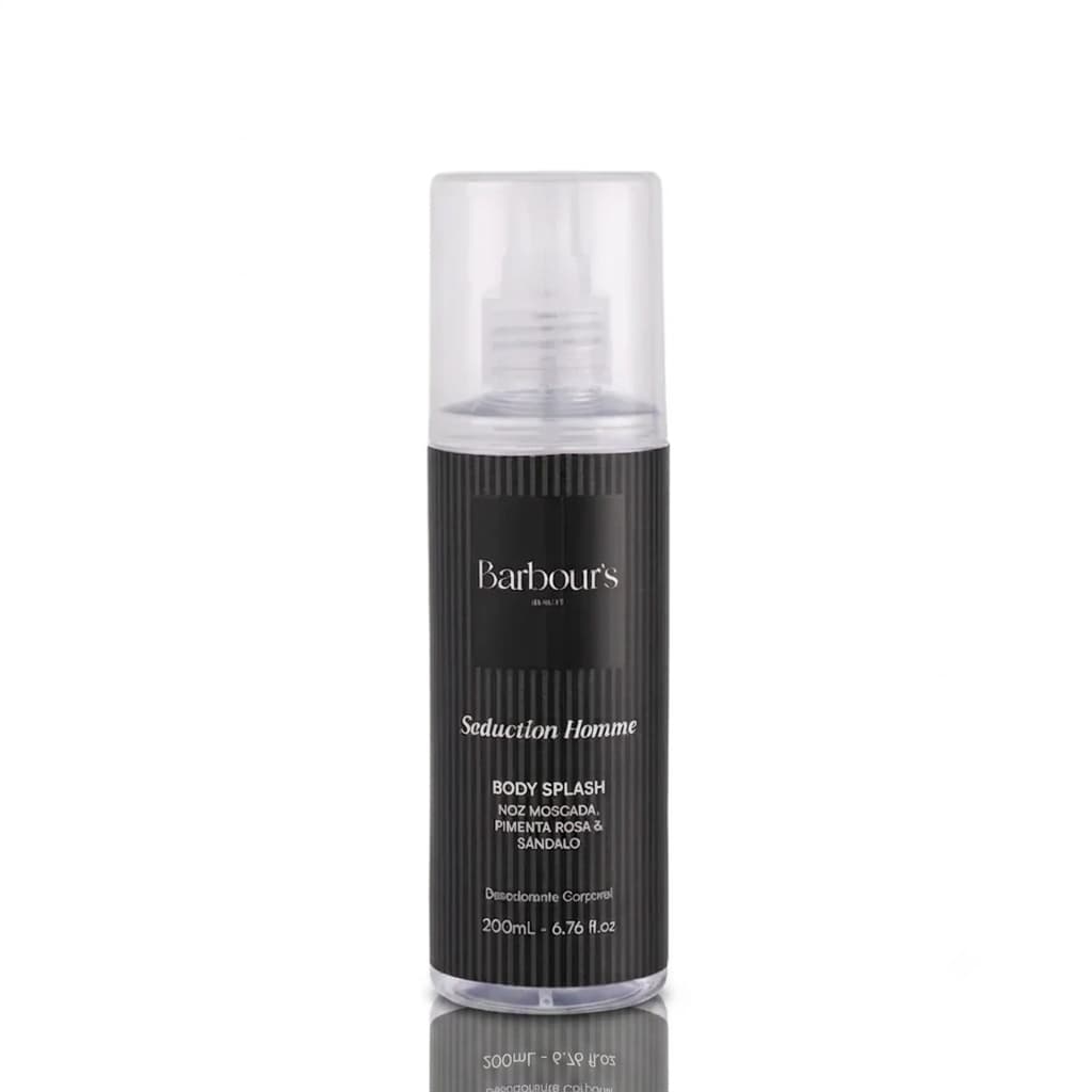 Body Splash Masculino Seduction Homme Barbour's 200ml Perfume Amadeirado Pós Banho Dia a Dia