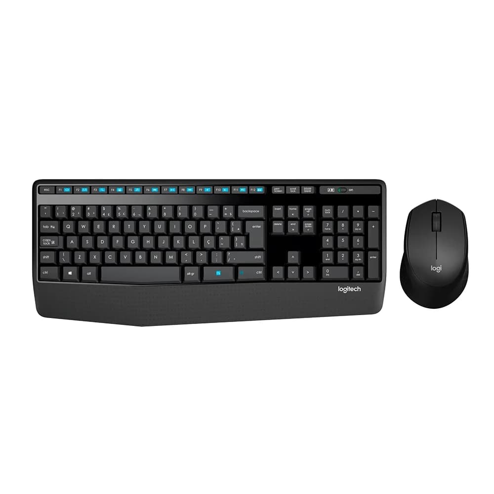 Combo Teclado e Mouse sem fio Logitech MK345 com Teclado com Apoio e Mouse Destro, USB, Pilhas Inclusas e Layout ABNT2