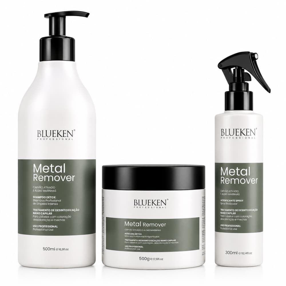 Kit Metal Remover Blueken Detox Capilar Profissional Shampoo Máscara Acidificante