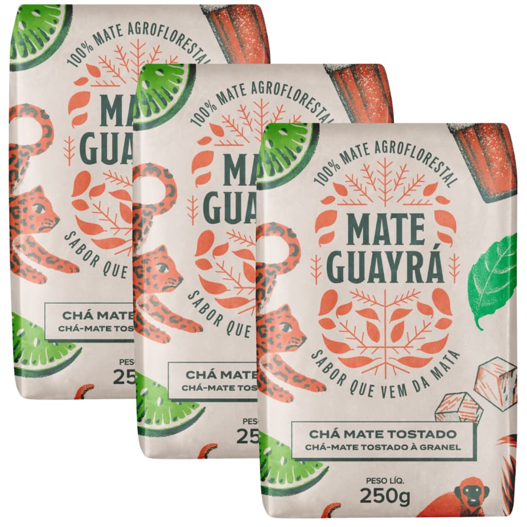 Kit 3 Chá Mate Erva Mate Guayra Tostado 250 gramas Gelado ou Quente