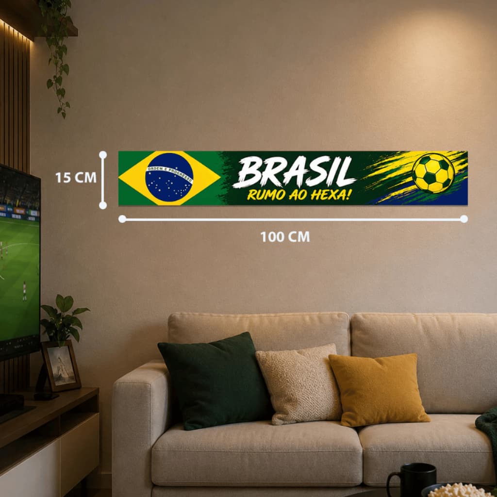 Faixa Adesiva Brasil 100x15cm Decoração Copa do Mundo para Carro Parede e Eventos
