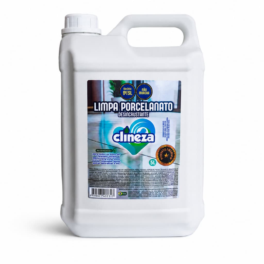 Limpa Porcelanatos Polido e Esmaltado Clineza 5L Desinscrustante Remove Sujeira Difícil e Encardido