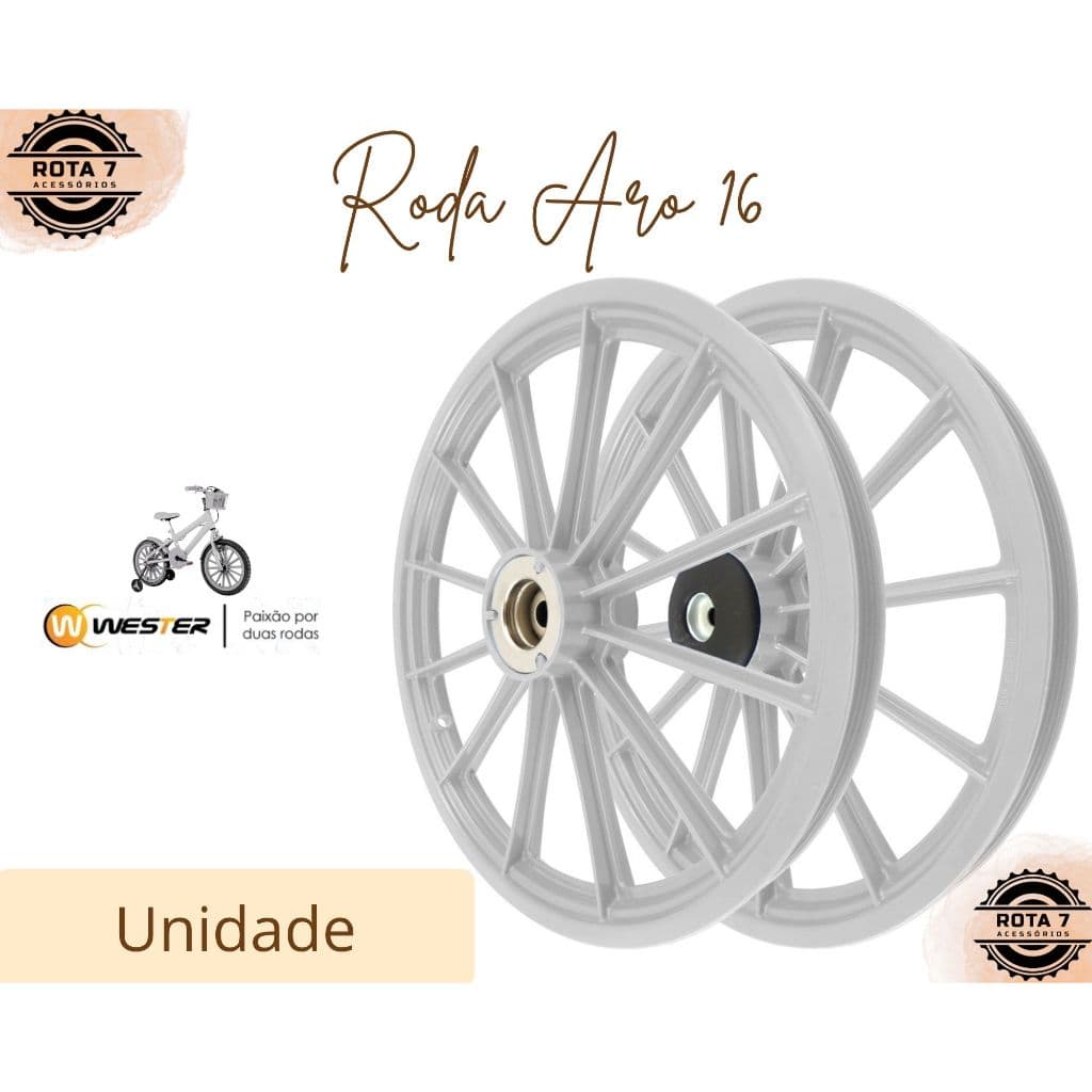 Roda Nylon Plástico Aro 16 Branco Bicicleta Infantil Bike Branca - Wester