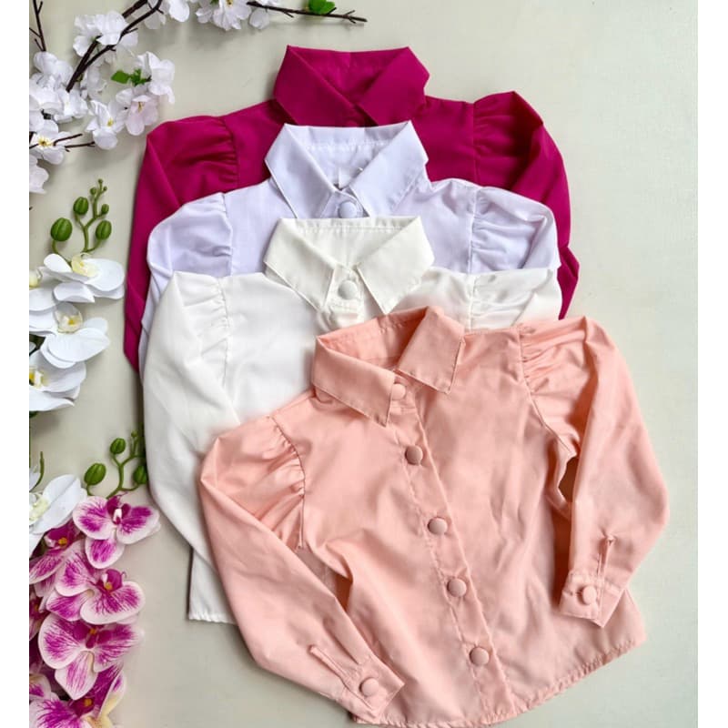 Camisa Social Infantil Menina Princesa botões Forrados manga longa