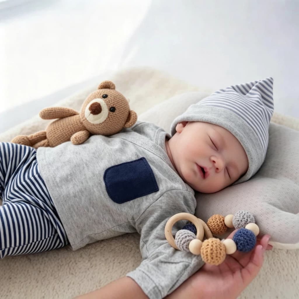 Bebê Reborn Menino Silicone 48cm Realista Pele Suave com Olhos Fechados Pode dar Banho