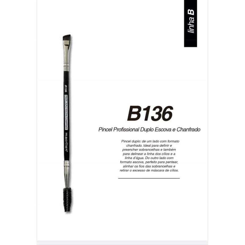 Compartilhar: Pincel Duplo Sobrancelha Escova Chanfrado Macrilan Black B136/A14