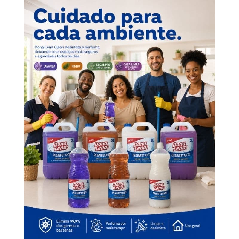 DESINFETANTE DONA LENA CLEAN EUCALÍPTO COM CITRONELA, LAVANDA OU PINHO-2L