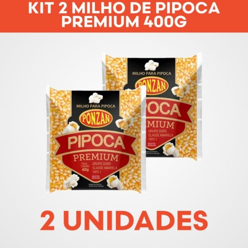Kit 2 Milho Pipoca Premium Ponzan 400g Especial Festa Junina