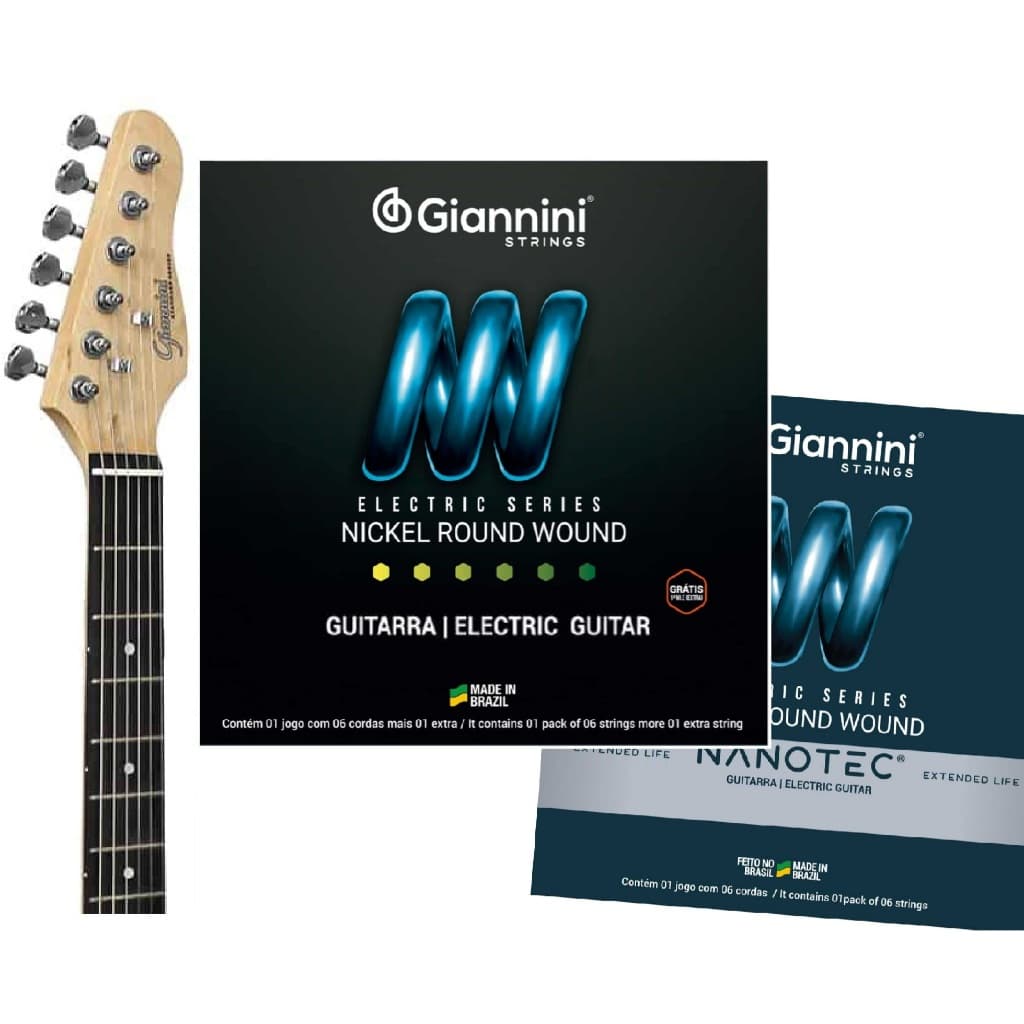 Cordas Guitarra Giannini 009 010 011 Nickel e NanoWeb