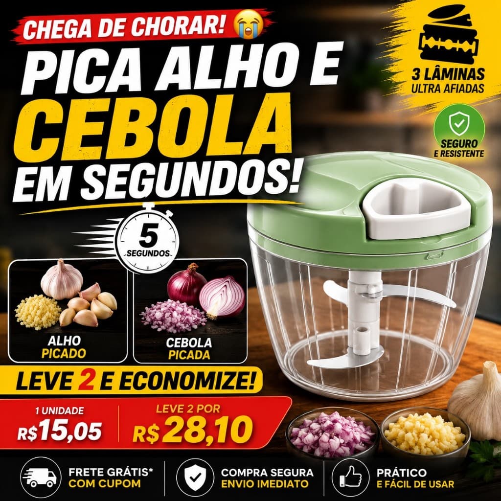 Mini Triturador Manual Alho Cebola Temperos 170ml Processador de Alimentos Cozinha