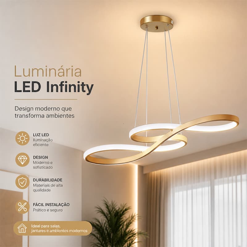 Lustre Moderno Dourado 75cm 3 Cores De Luz Pendente Varios Modelos Para Sala Sala de Estar 110-220V