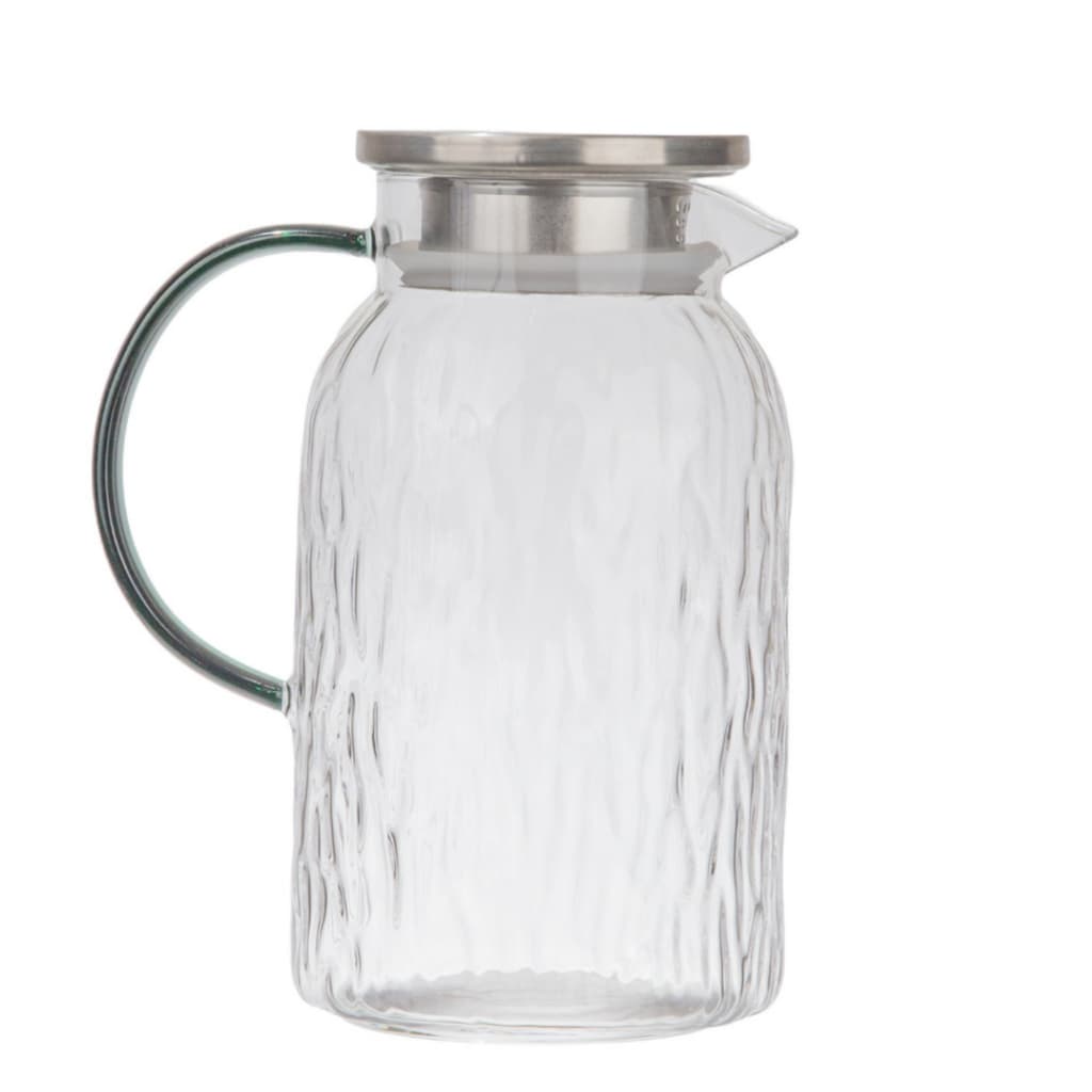 Jarra De Vidro 1500ml ComTampa Inox Para Água Suco Alça Preta