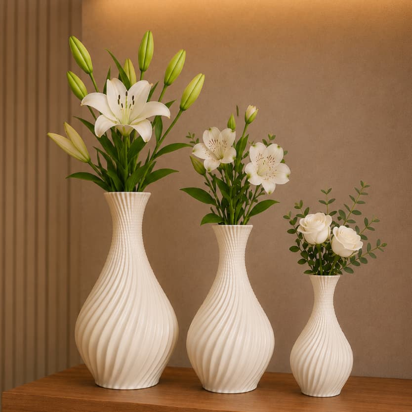 Kit Vasos Decorativos Luxo em Espiral Jarro Decoração Não Acompanha Flores