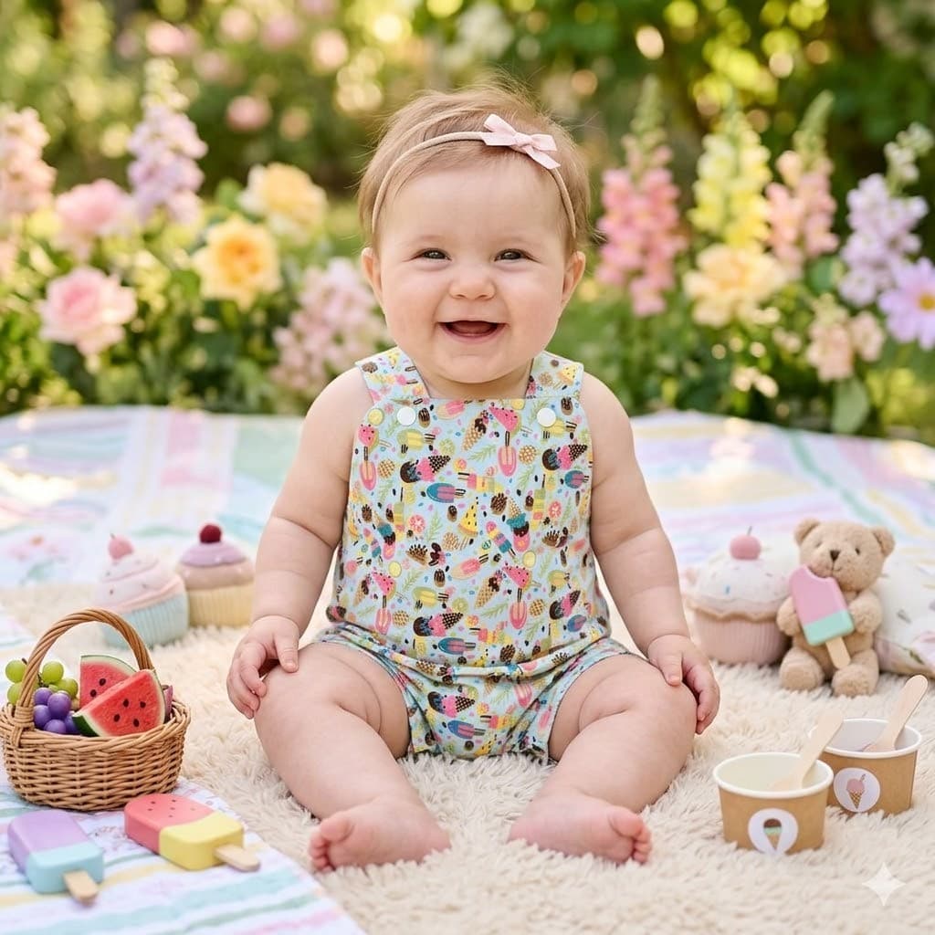 Macacão de Bebê Roupa da melancia Sorvete Jardineira Menina