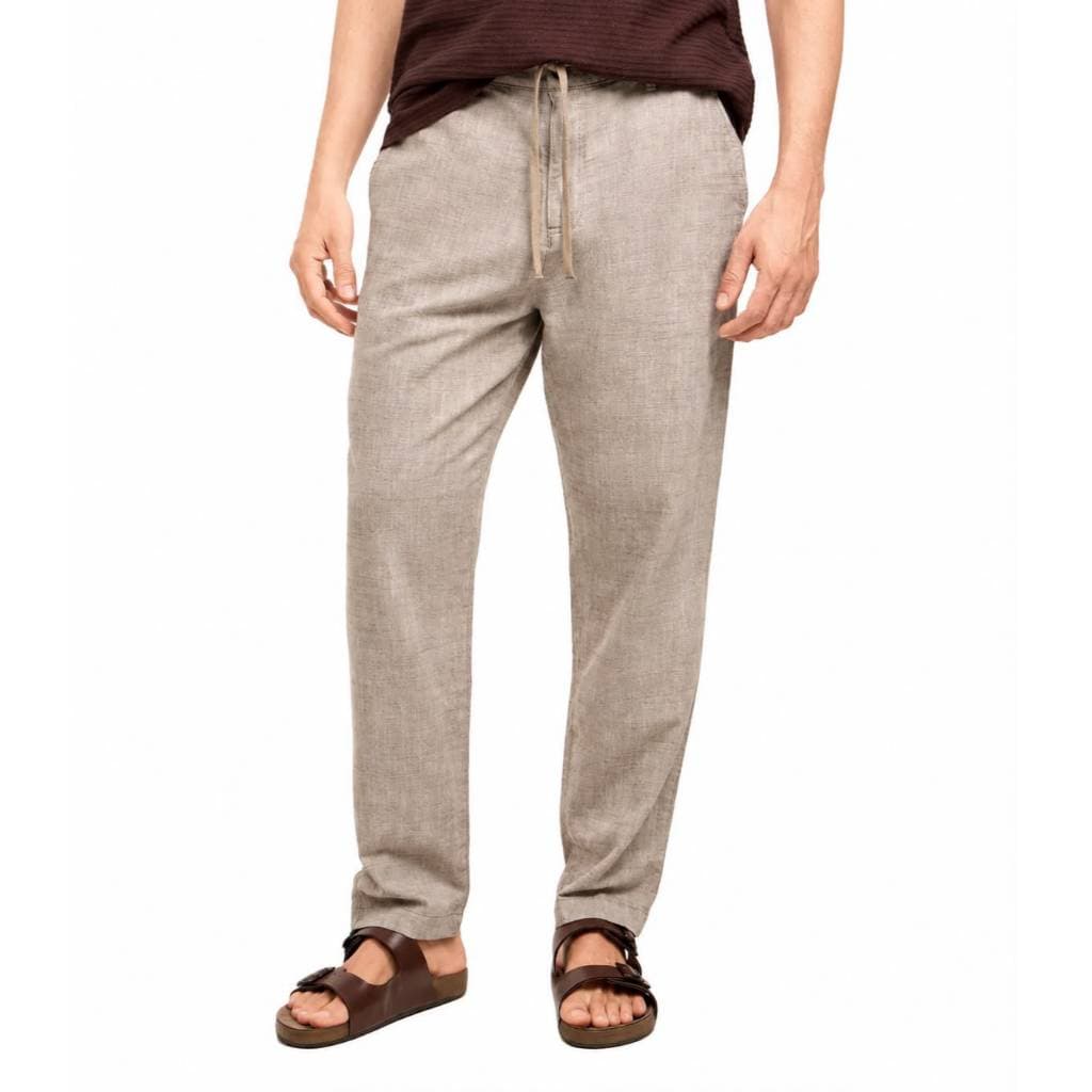 Calça Linho Alfaiataria Masculina Slim-Fit Alta Qualidade Algodão