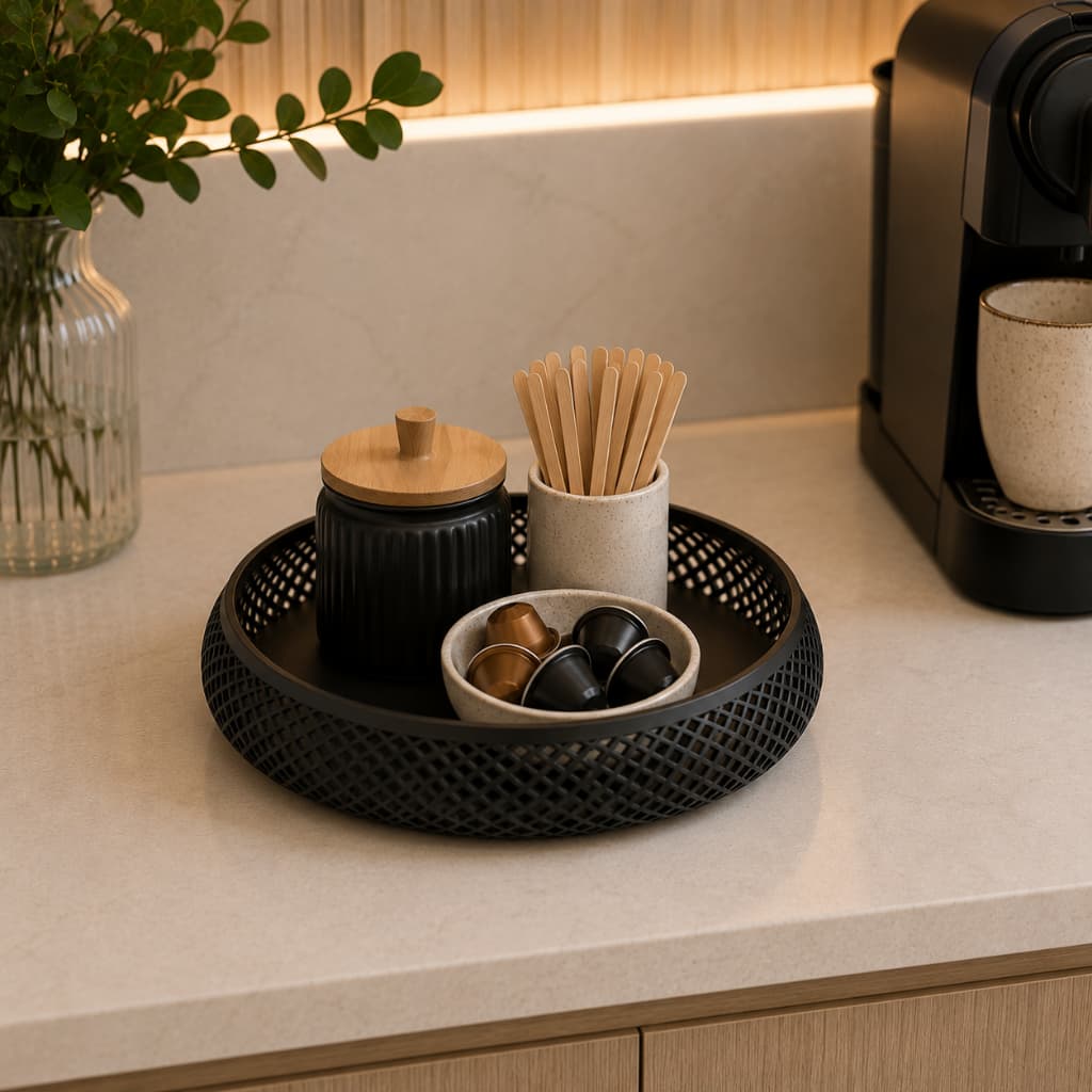 Bandeja Decorativo Redonda Organizadora de Mesa Porta Objetos Chaves Jóias Perfume Minimalista
