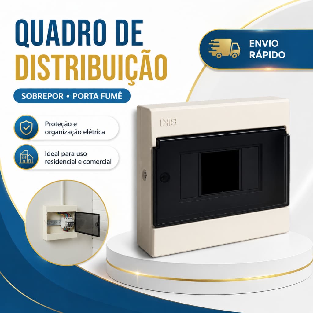 Quadro Caixa de Distribuição 3/4 ou 6/8 ou 12/16 Disjuntores Centrinho De Embutir Biki Promoção