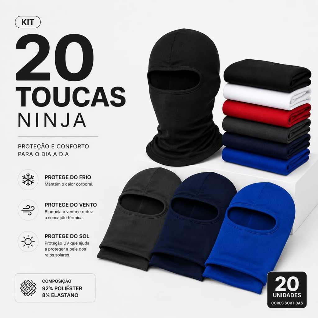 Kit Com 20 Toucas Ninja Térmica Balaclava