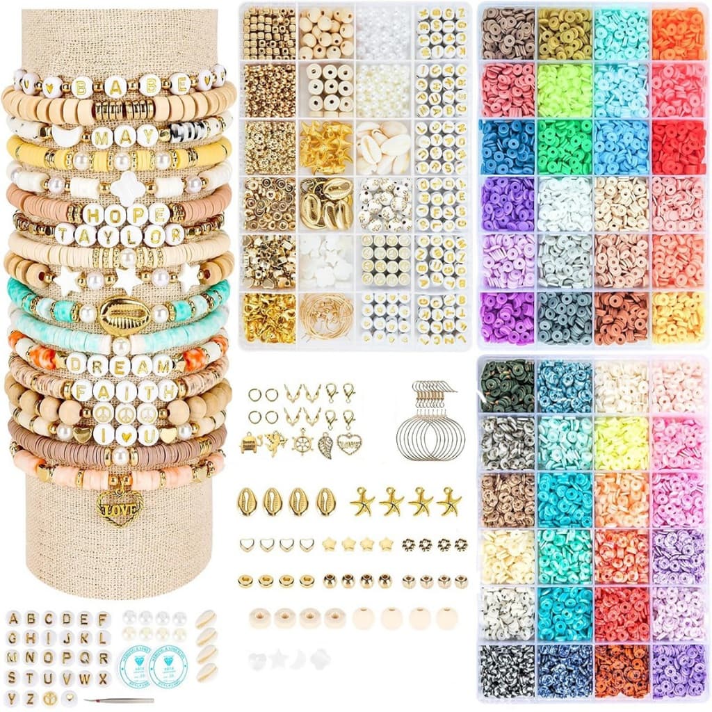 Kit Para Fazer Pulseiras 10500 Peças Maleta de Miçangas Infantil para Completo Menino Menina Pulseira Colares