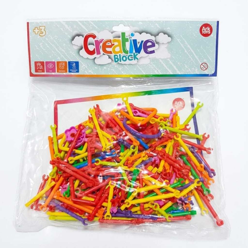 Brinquedo Blocos de Montar:Com peças Coloridas de encaixe/Que permite criar diversas formas de estruturas com 46 p