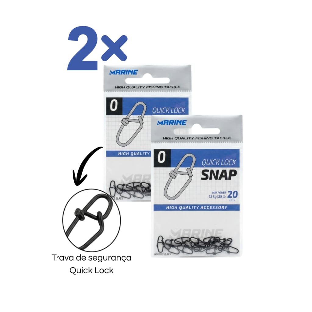 Kit 2 Cartelas Snap Quick Lock Marine Sports Nº 0 12kg 20un