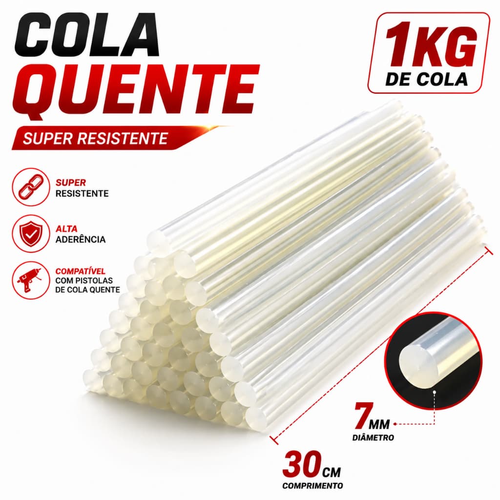 10 20 30 40 Refis Ou 1Kg Cola Quente 7mm X 30cm Alta Resistência Pistola Cola Artesanato