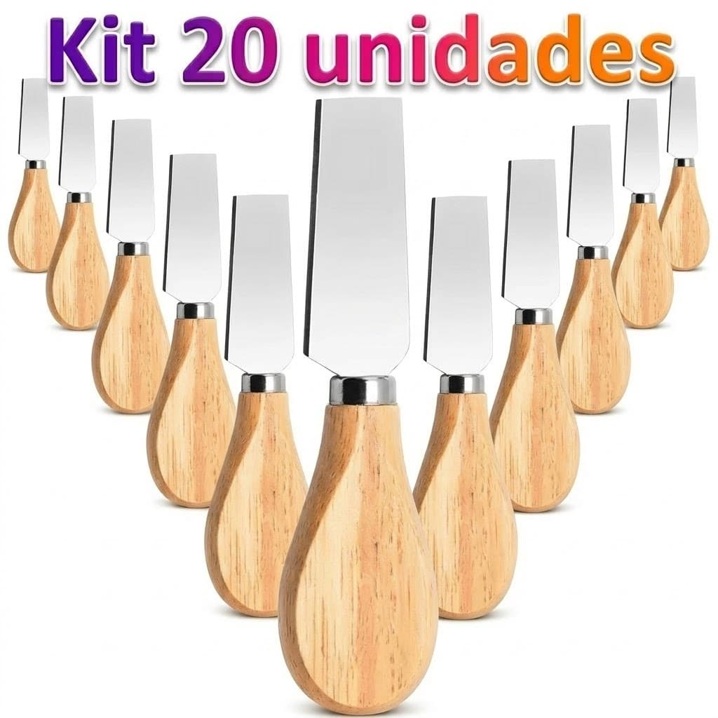 Kit 20 Facas Retas de Aço Inox Para Queijo e Frios Faquinha para Pasta (Não Inclui Espátula e Garfo)