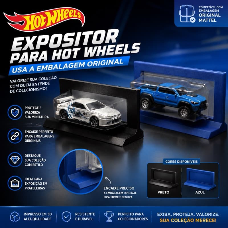 Expositor Hot Wheels com Blister Original | Suporte Display para Miniaturas 1:64