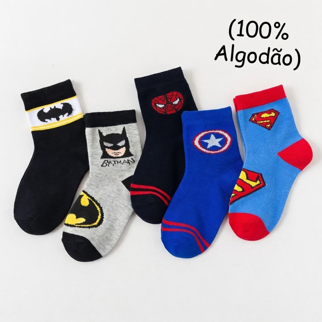 Kit 12 Pares Meia Personalizada Infantil Menino 100% Algodão