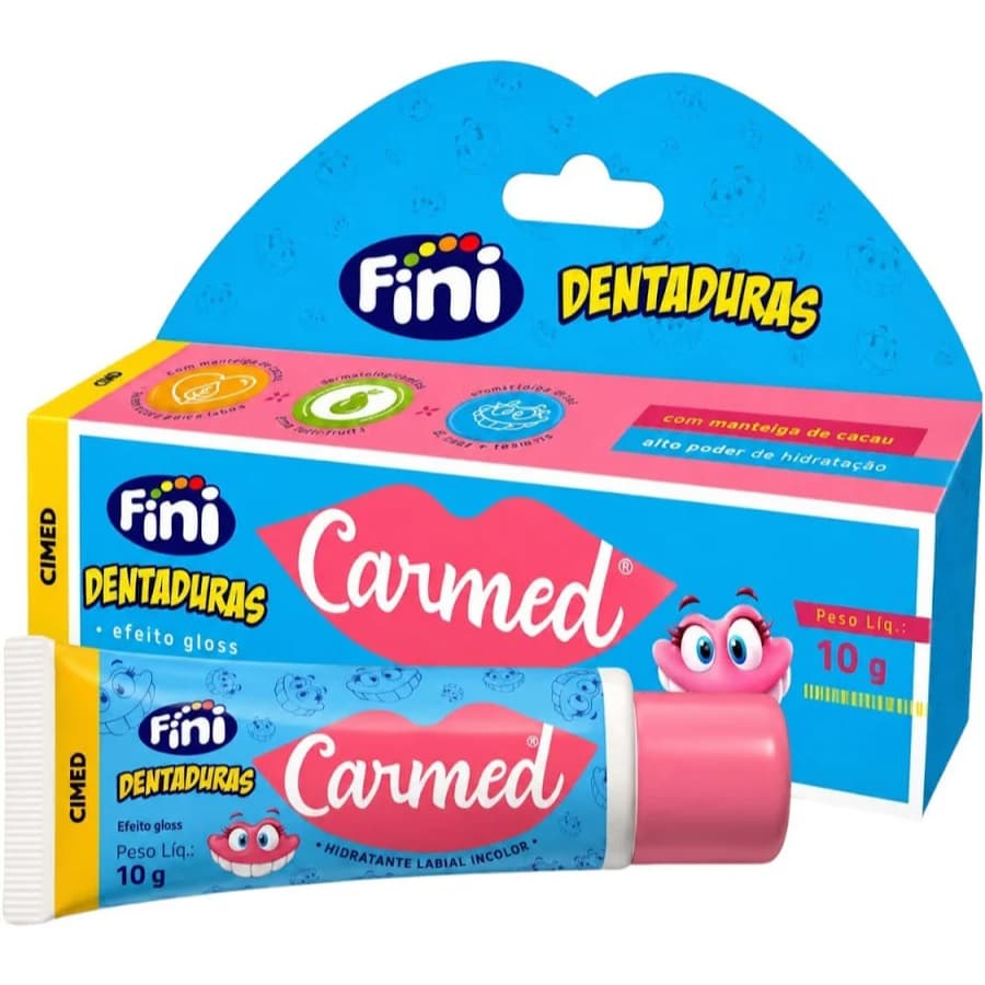 Hidratante Labial Carmed Fini Dentaduras 10g Efeito Gloss Brilho e Hidratação