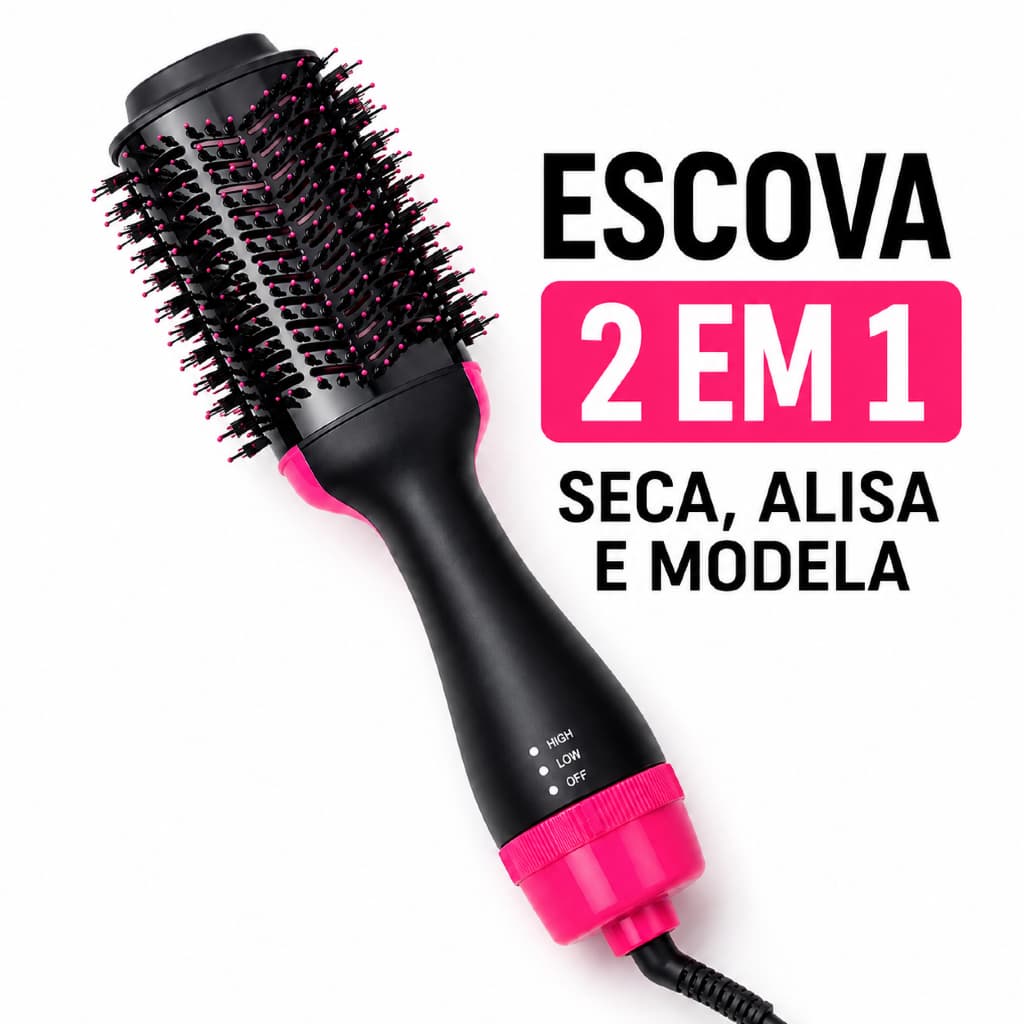 ESCOVA SECADORA 2 EM 1 MODELADORA 110V SECA ALISA E MODELA CABELOS