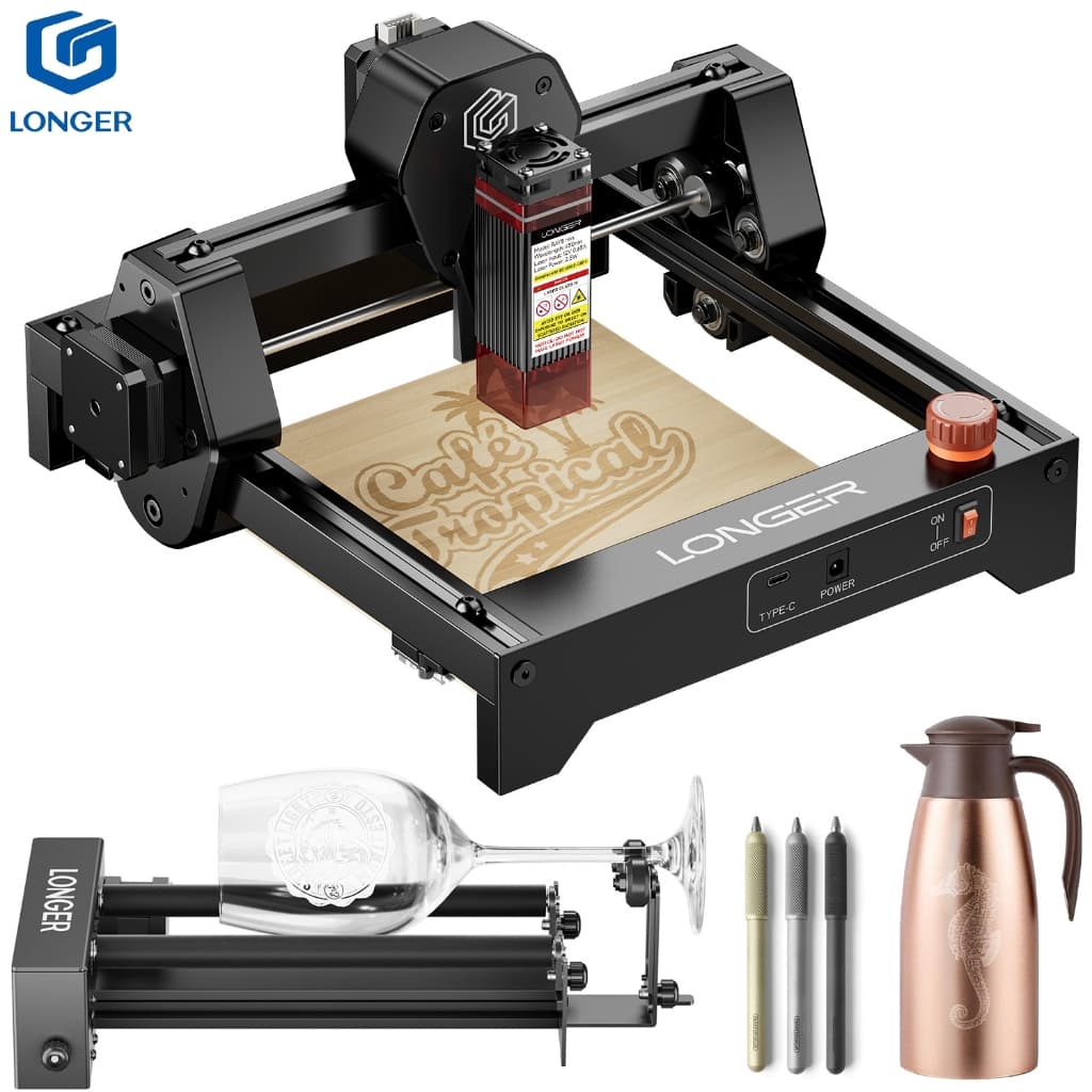 Longer RAY5 Mini 3.5w Máquina de gravação a laser adequada para madeira e metal + módulo de rolo tipo Y