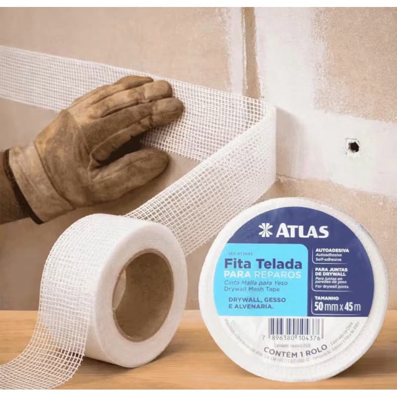 Fita Telada Auto Adesiva P/ Drywall 50mm x 45m Atlas Fita drywall