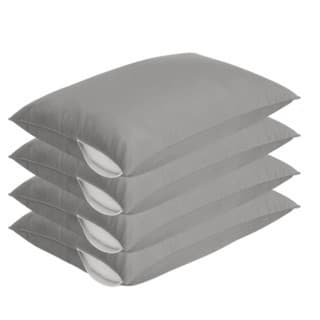 Kit 4 Und Capa Travesseiro Ziper Protecao Impermeavel Antiacaro Antialergico Conforto Duravel Cinza