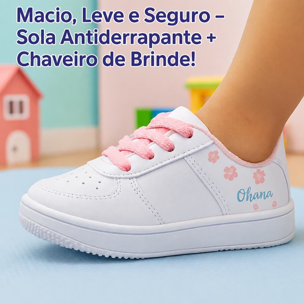 Lançamento Tênis Casual Infantil Lilás Sola Reta Maciez Extrema Para O Uso Diário
