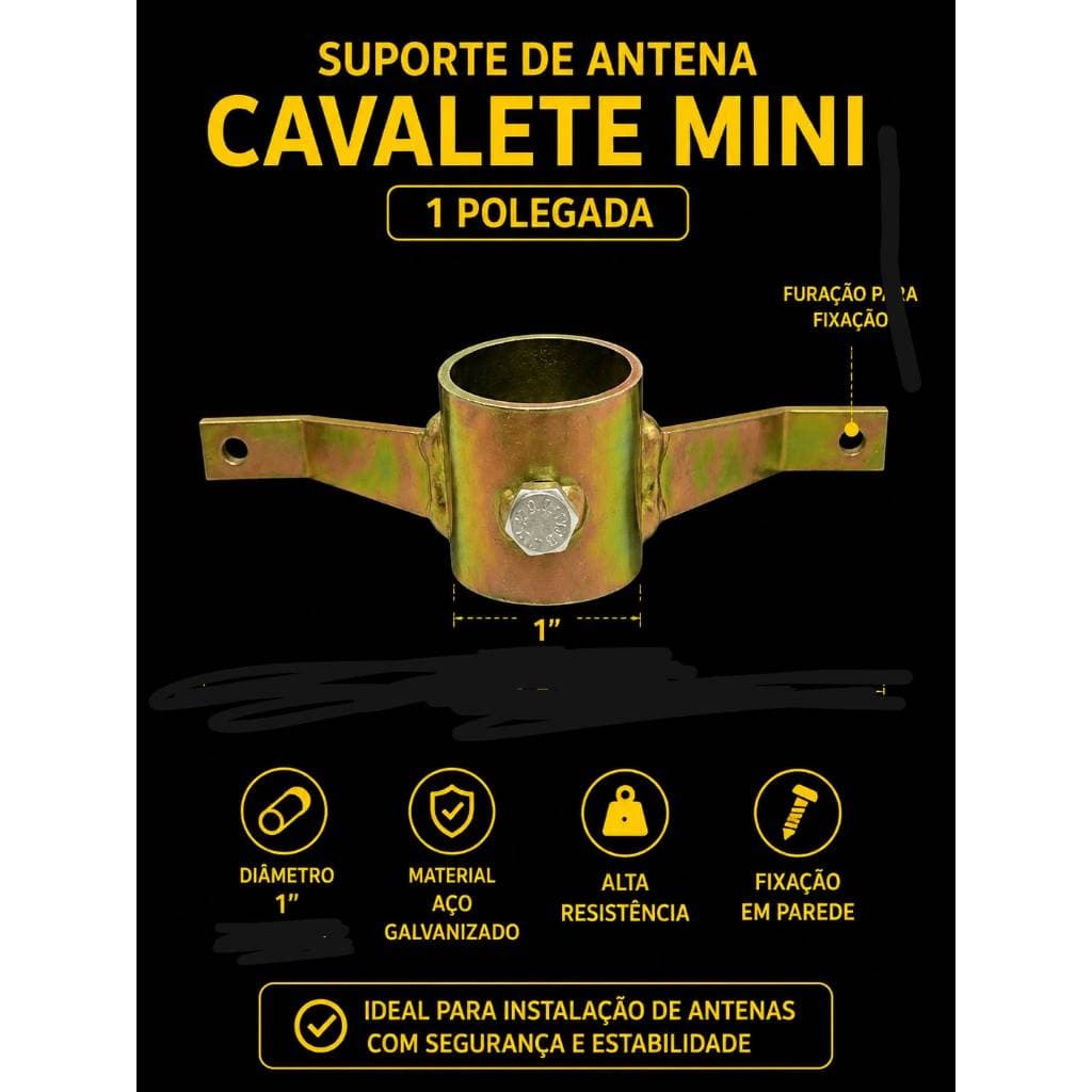 Suporte De Antena Cavanete Mini 1" em Aço Galvanizado -- Alta Resistencia