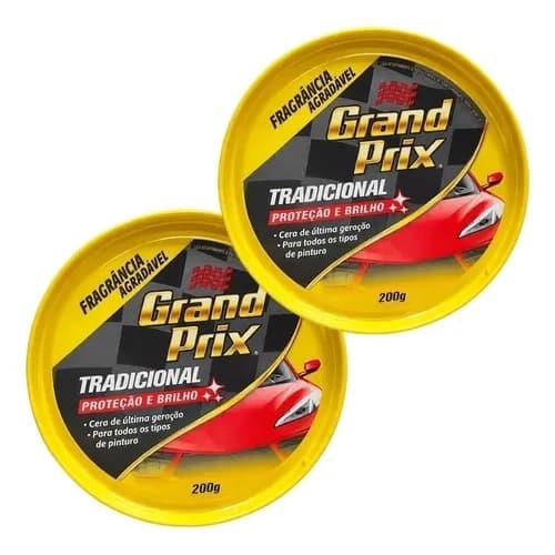 Kit com 2 ceras Grand Prix Automotiva Tradicional em pasta lata 200 gr
