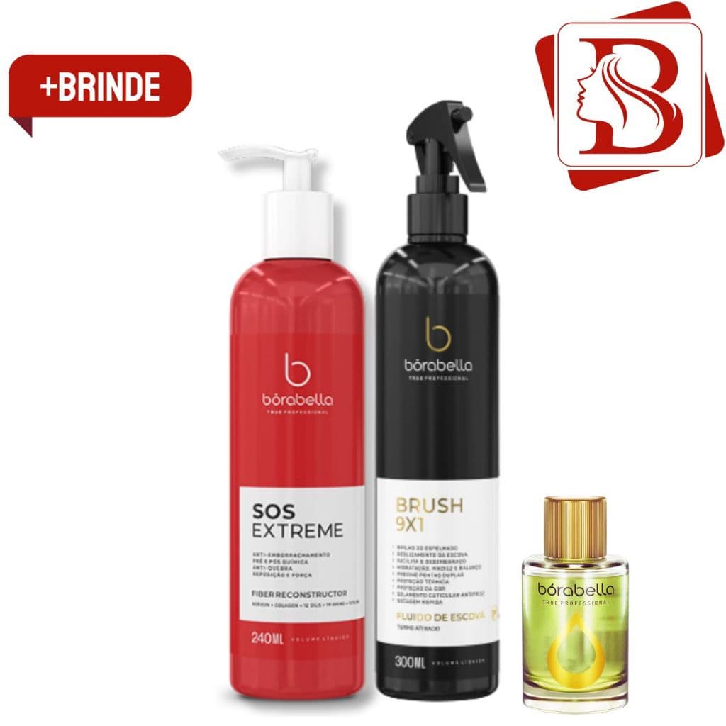 Borabella Brush Fluido Termoativado + Sos Extreme 240ml