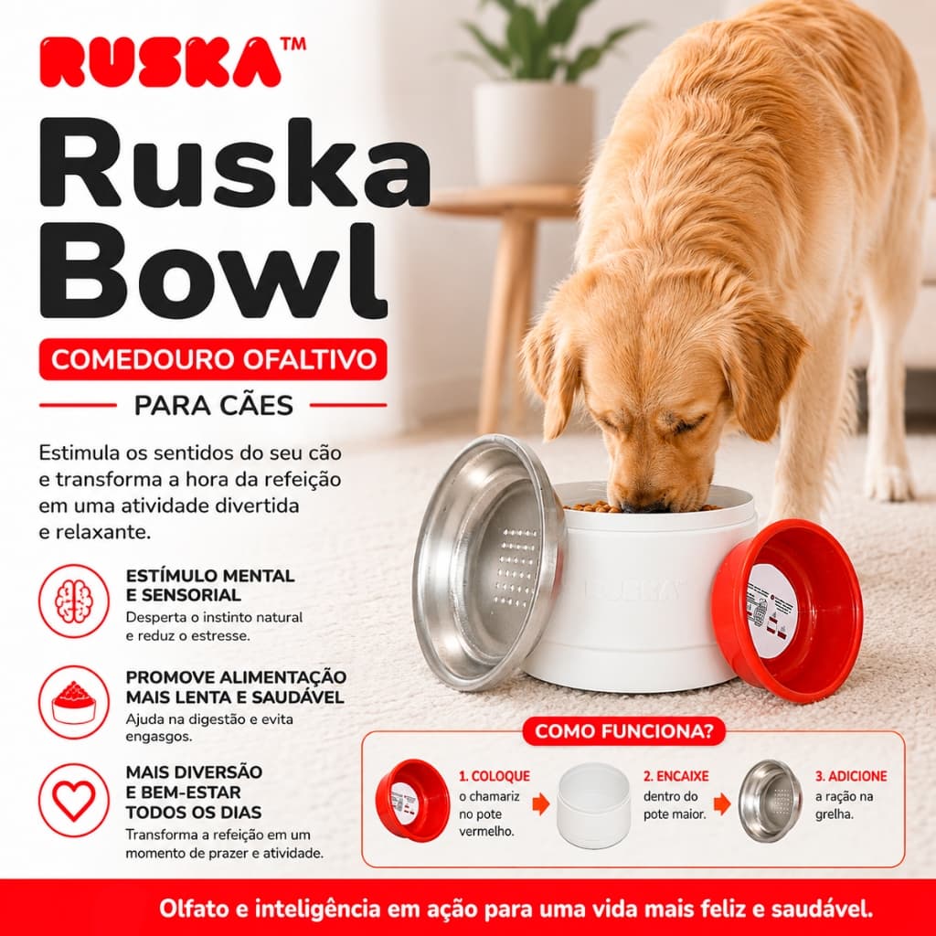 Comedouro Aromático Ruska Bowl Para Cães Olfativo - Branco