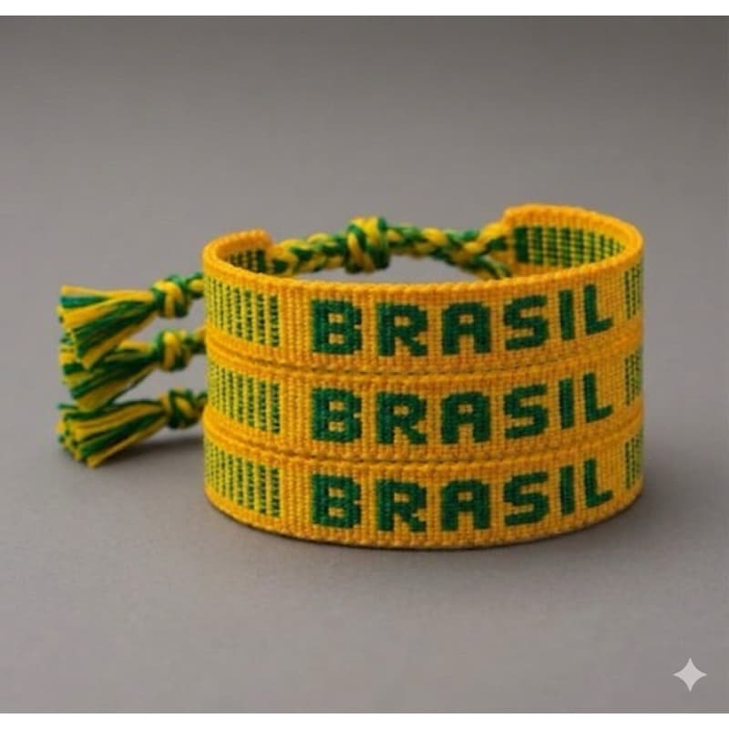Kit 3Unid Pulseira Brasil Unissex Ajustável Artesanal