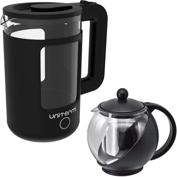 Kit Chaleira Elétrica De Vidro 1,5L com Jarra Infusora Inox/Preta 750 ML